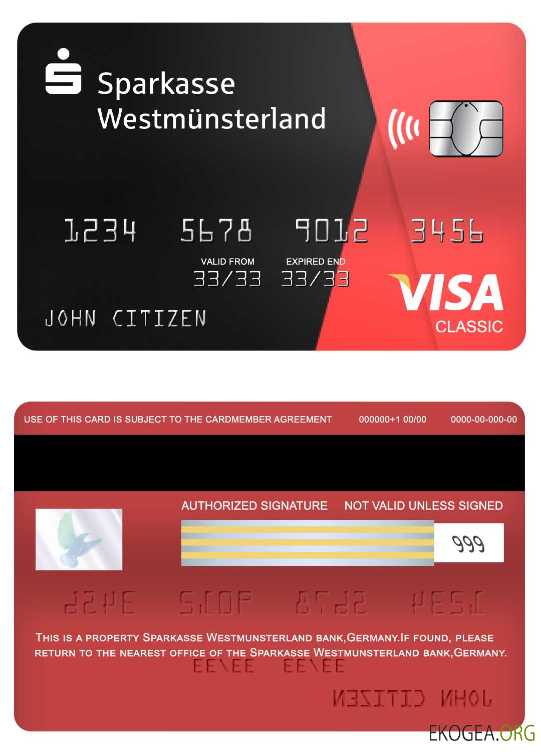 Carte visa classique Allemagne Sparkasse Westmunsterland